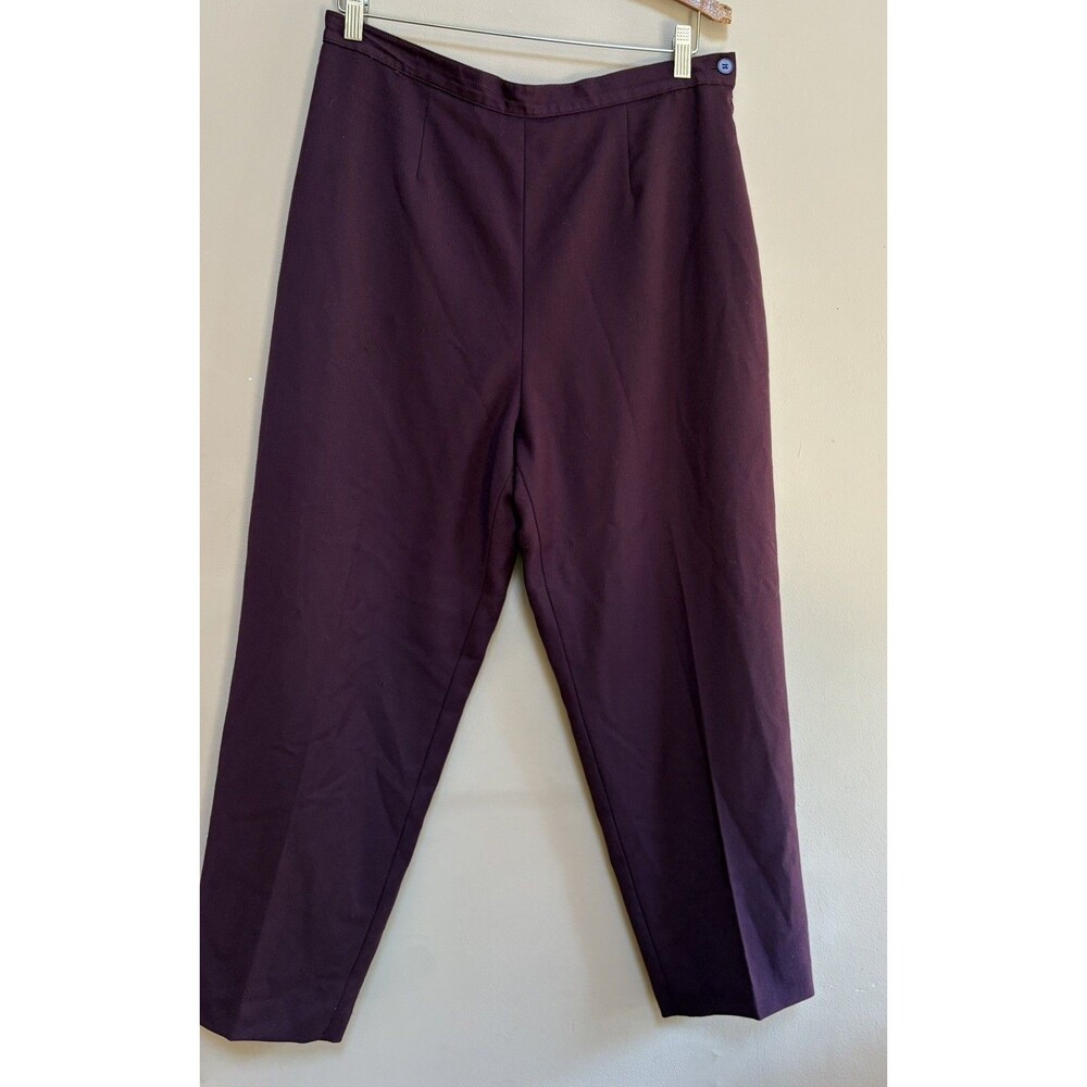 Evan-Picone Vintage 100% Wool Pant Career Dress Slacks Straight Leg Plum Size 14